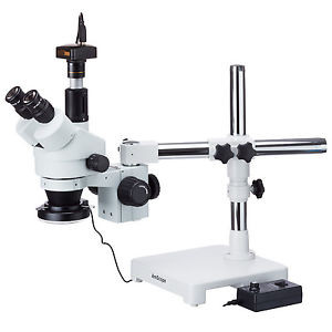 3.5X-180X Boom Stand Trinocular Zoom Stereo Microscope + 144-Led Ring Light + 10