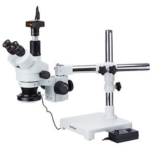 3.5X-45X Boom Stand Trinocular Zoom Stereo Microscope + 144-Led Ring Light + 14M