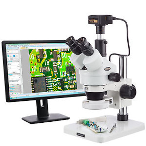 Amscope 7X-45X Surface Inspection 144-Led Zoom Stereo Microscope + 18Mp Usb3.0 D