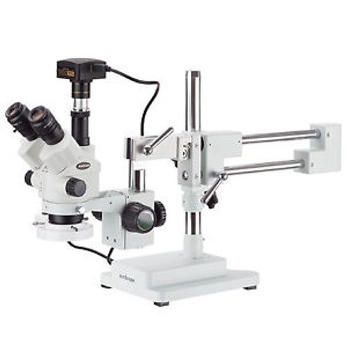 7X-90X Simul-Focal Stereo Boom Stand Microscope + Fluorescent Light + 10Mp Usb3
