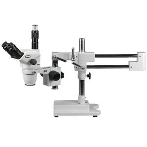 Amscope 6.7X-45X Trinocular Boom Stereo Microscope W/ Focusable Eyepieces