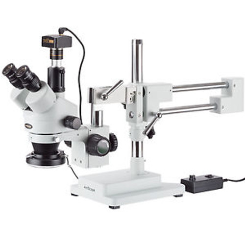 3.5X-90X Simul-Focal Stereo Zoom Microscope + Boom Stand + Ring Light + 5Mp Came