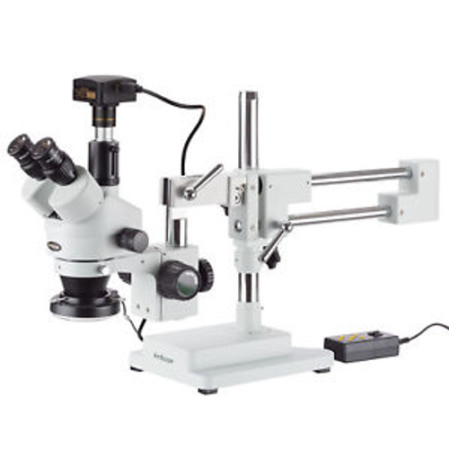 Amscope 3.5X-90X Trinocular Stereo Microscope + 4-Zone 144-Led  + 14Mp Camera