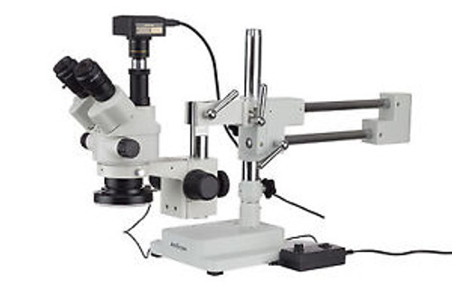3.5X-45X Simul-Focal Stereo Zoom Microscope On Boom Stand + Ring Light + 14Mp Us