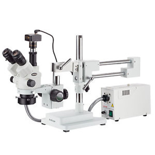 7X-45X Simul-Focal Stereo Zoom Microscope + Fiber Optic Ring Light + 14Mp Camera