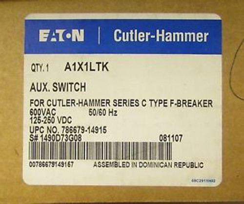 Eaton Cutler Hammer A1X1Ltk Auxiliary Switch For Type F Breaker 1490D73G08