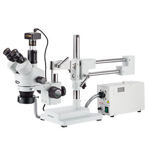 Amscope 3.5X-90X Simul-Focal Trinocular Boom Microscopy System + 1.3Mp Digital C