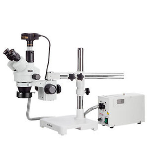 7X-90X Trinocular Stereo Zoom Microscope With Fiber Optic Ring Illuminator And 1