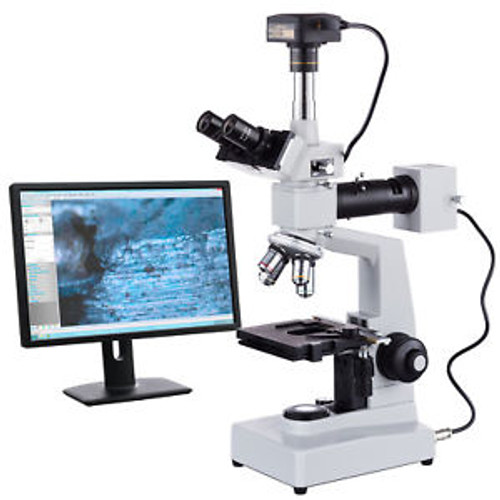 Amscope 40X-1000X Two Light Metallurgical Microscope + 10Mp Camera