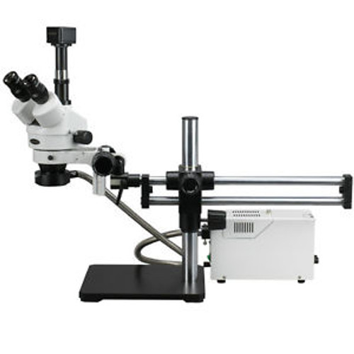 Amscope 3.5X-180X Fiber Optic Trinocular Microscope Ball Bearing Boom + 3Mp Came