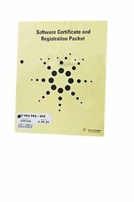 Agilent G2071Aa Gc Software Certificate And Registration Packet