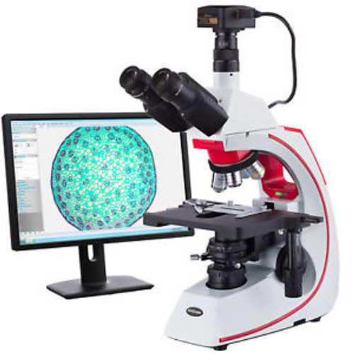 Amscope 40-1000X Trinocular Koehler Research Microscope + 5Mp Camera