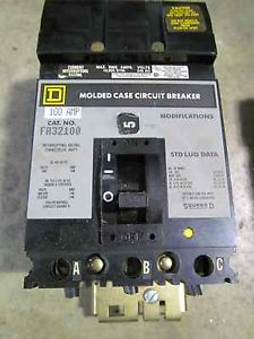 Square D Fa32100 240 V  100 Amp 3 Pole I Line Circuit Breaker