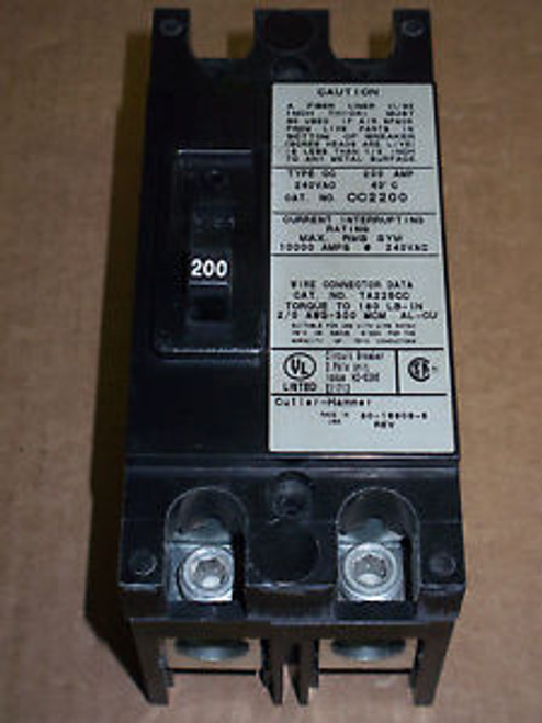 Cutler Hammer Cc 2 Pole 200 Amp 240V Cc2200 Circuit Breaker Grey Label