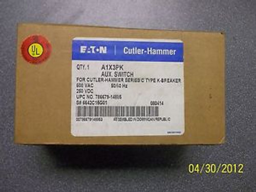 Cutler Hammer A1X3Pk Aux Switch For Series C Type K Breaker 250Vdc