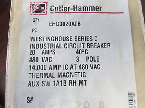 Cutler Hammer Ehd3020A06 Industrial Circuit Breaker Series C