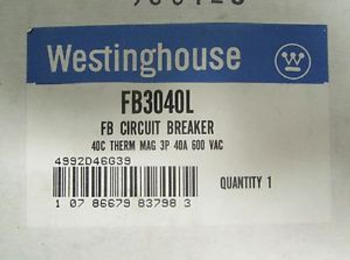 Westinghouse Fb3040L 3 Pole 40 Amp Fb Circuit Breaker