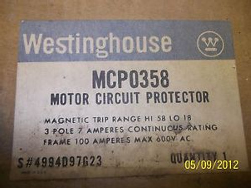 Westinghouse Mcp0358 Motor Circuit Protector 3 Pole 7 Amp Hi 58 Lo 18