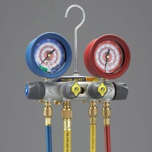Yellow Jacket 46041 Brute II 4-Valve Manifoldwith Liquid gauges R22/134a/404A