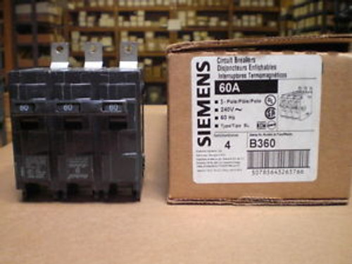 Siemens Circuit Breaker B360 60 Amp 3 Pole 240V Type Bl Bolt On - New