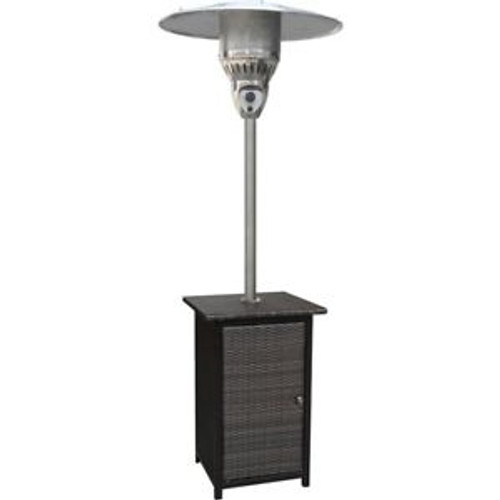 7-Ft. 41000 BTU Square Wicker Propane Patio Heater in Brown/Stainless Steel