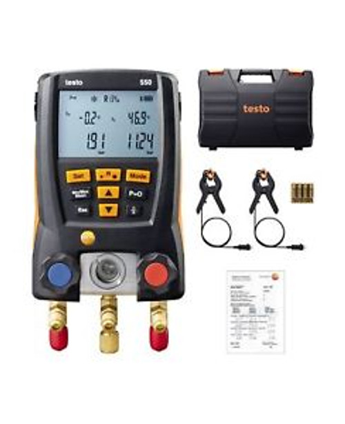 Testo 0563 1550   Digital Manifold Refrigeration Systems Set 550