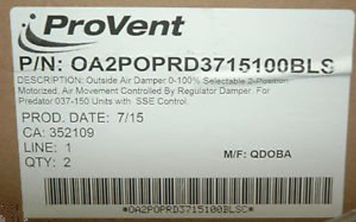 Provent 0 - 100% 2 Position Outside Air Package Oa2Poprd3715100Bl S For York