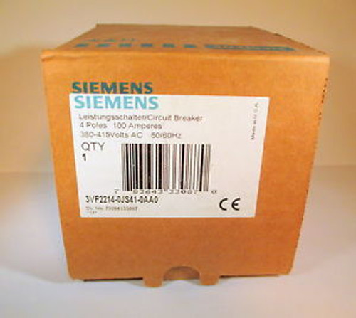 New Siemens 3Vf2213-0Js41-0Aa0  3Pole 100 Amp Iec Din Rail Mount Circuit Breaker