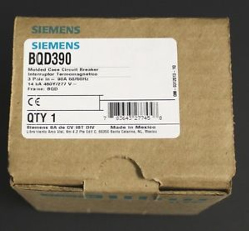 Siemens Circuit Breaker Bqd390 Bqd 390 3P 90A 480V New In Box W 1 Year Warranty