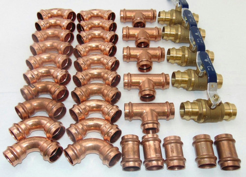 (Lot of 25) 1-1/4" Propress Copper Fittings.Tees, Elbows - Coupling