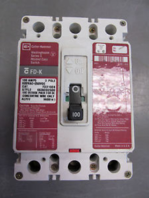 Cutler Hammer Westinghouse Fd3100K 100 Amp 3 Pole 600 V Circuit Breaker