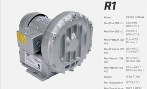 GAST R1 Model 1/8 HP Regn. Blower dual voltage dual frequency.