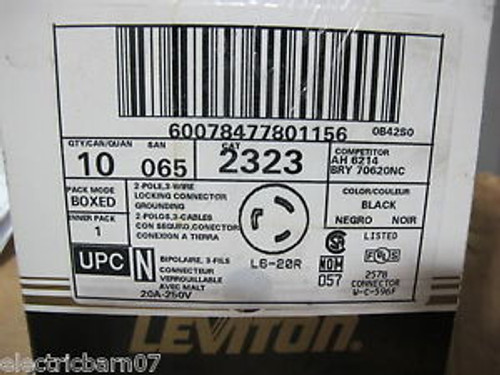 10 Leviton 2323 L6-20R 20 Amp 250 Volt Twistlock Connector