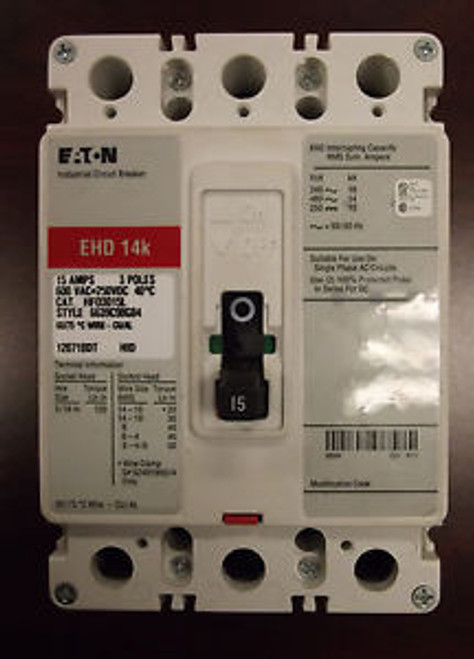 Eaton 15Amp 3 Pole 600Vac Industrial Circuit Breaker Hfd3015L