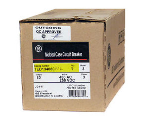 New General Electric Ted13090Wl 90A 3-Pole 480V Circuit Breaker Warranty
