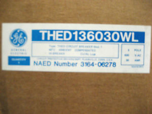 New General Electric 30 Amp 3 Pole Circuit Breaker Thed136030Wl      Gg-11