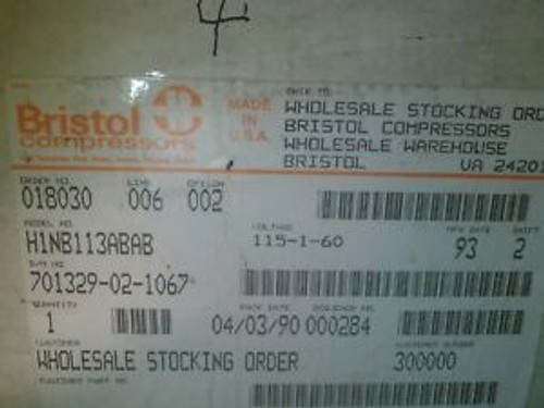 Bristol Compressor H1Nb113Abab /11000 Btu/115-1-60