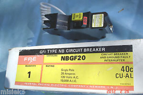 Nagf120- Federal Pacific 20 A Gfi Gfci  Breaker  Nagf120 - New In Box