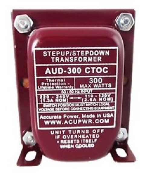 Acupwr Aud-300W Step Up & Down Transformer 110/220V Lifetime Warranty Us Made