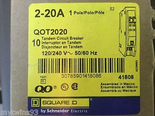 10  New  Square D 20 Amp 120/240 Vac 1-Pole Circuit Breaker Qot2020