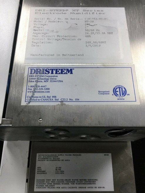 Dri-Steem Xt Series Electrode Humidifier 2010 Model Xt-20