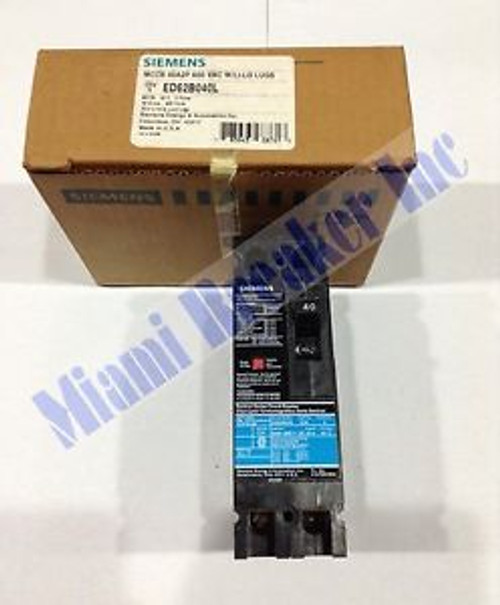 Ed62B040L Siemens Molded Case Circuit Breaker 2 Pole 40 Amp 600V New
