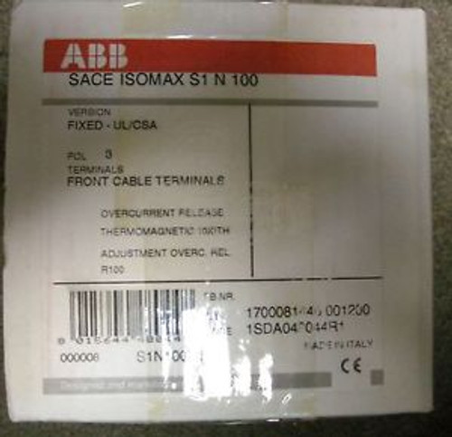 Abb Isomax S1N 100A 100 Amp Breaker Sace S1 N 3P 3 Pole 277 / 480V