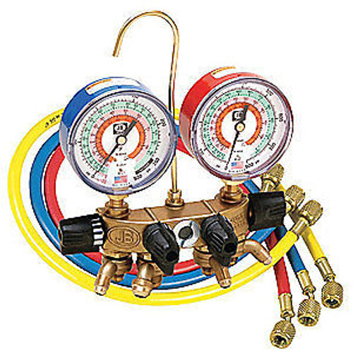 JB INDUSTRIES Brass Manifold Gauge 4-Valve 26233