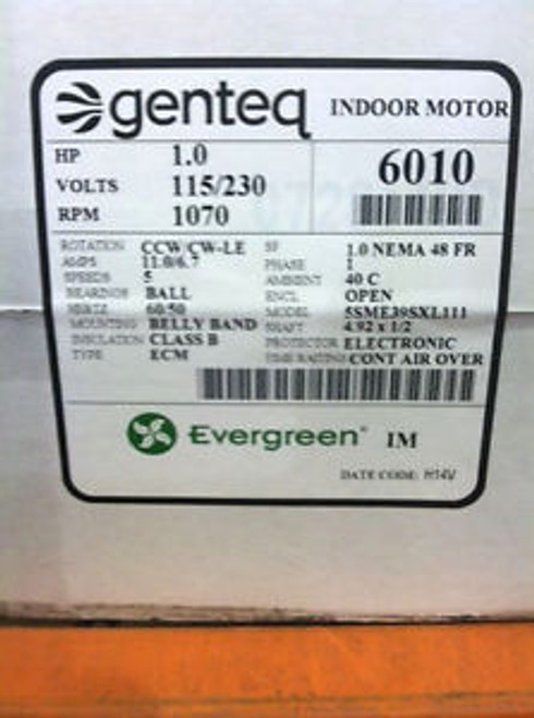 Genteq Evergreen Im Motor 6010 1 Hp 115/230V