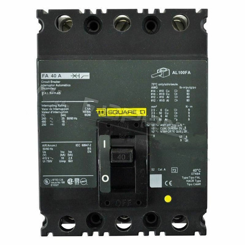 Square D Fal Fal3615024M  150 Amp 3 Pole 600V Breaker