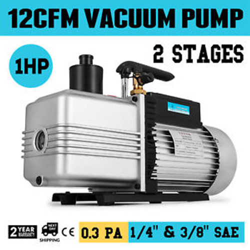 Vevor 12 Cfm Vacuum Pump Dual Stage 110V - Inlet 1/4 And 3/8 Sae - 1 Hp