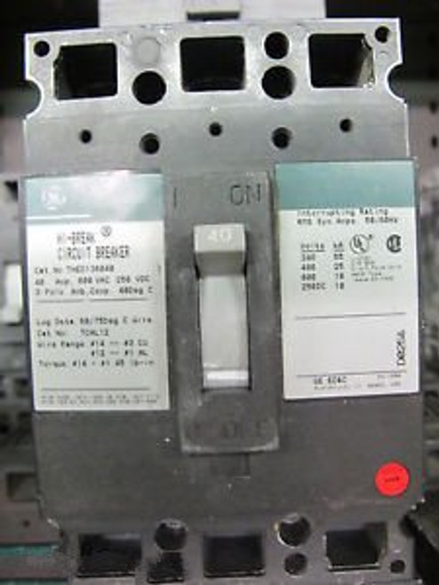 GE THED136040 3 POLE 40 AMP 600 VOLT BOLT ON  Circuit Breaker