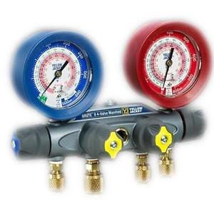 Yellow Jacket 46026 Brute II Test & Charge 4-Valve Manifold  Liquid Gauges