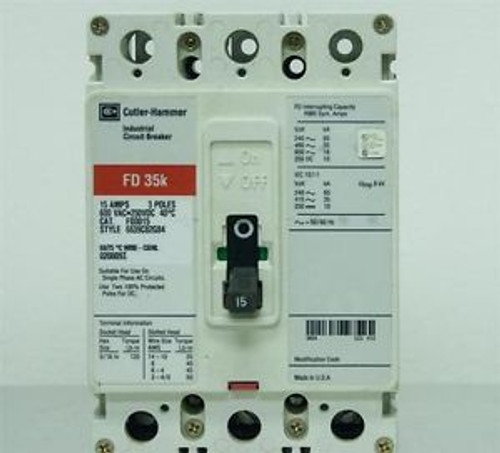 Cutler Hammer FD3015 35K  15 Amp  Red Label Circuit Breaker